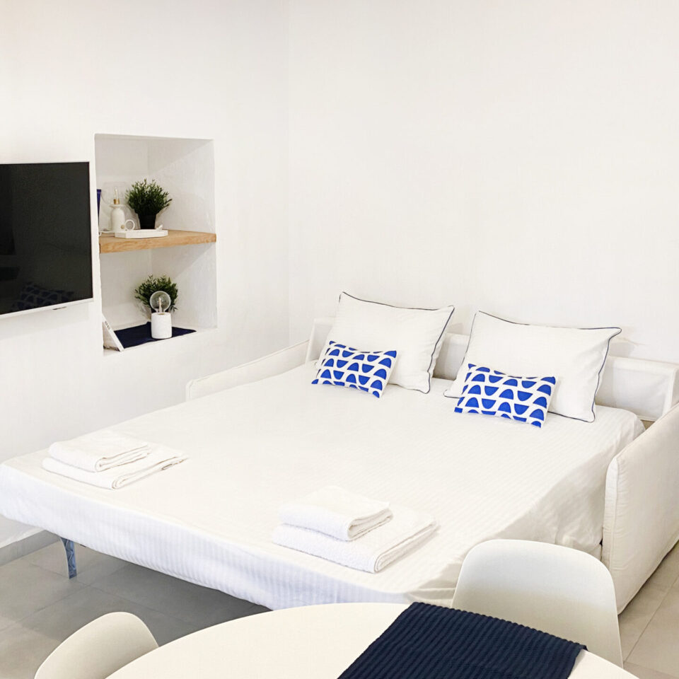 Sofa converts to queen size bed 160x200 cm and Living room becomes a nice bedroom